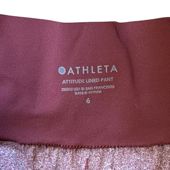Athleta Women’s Sz 6 Red Attitude Lined Pants Pull On Ruched Joggers - Picture 5 of 13